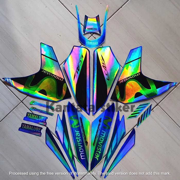 Ready Stiker Striping Lis Les Body Motor Vixion Nvl Variasi Hologram Tahun 2014 Biru Full Set
