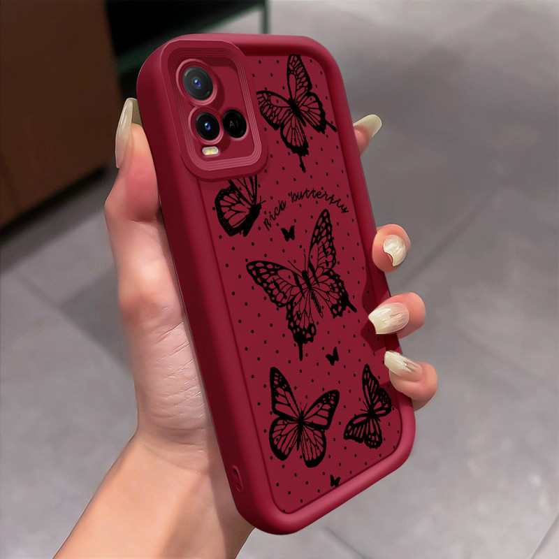 Casing Hp untuk VIVO Y21 Y21s Y21t Y21e Y21a Y21G Y33s Y33t Case Kupu-kupu berongga Kasing silikon C