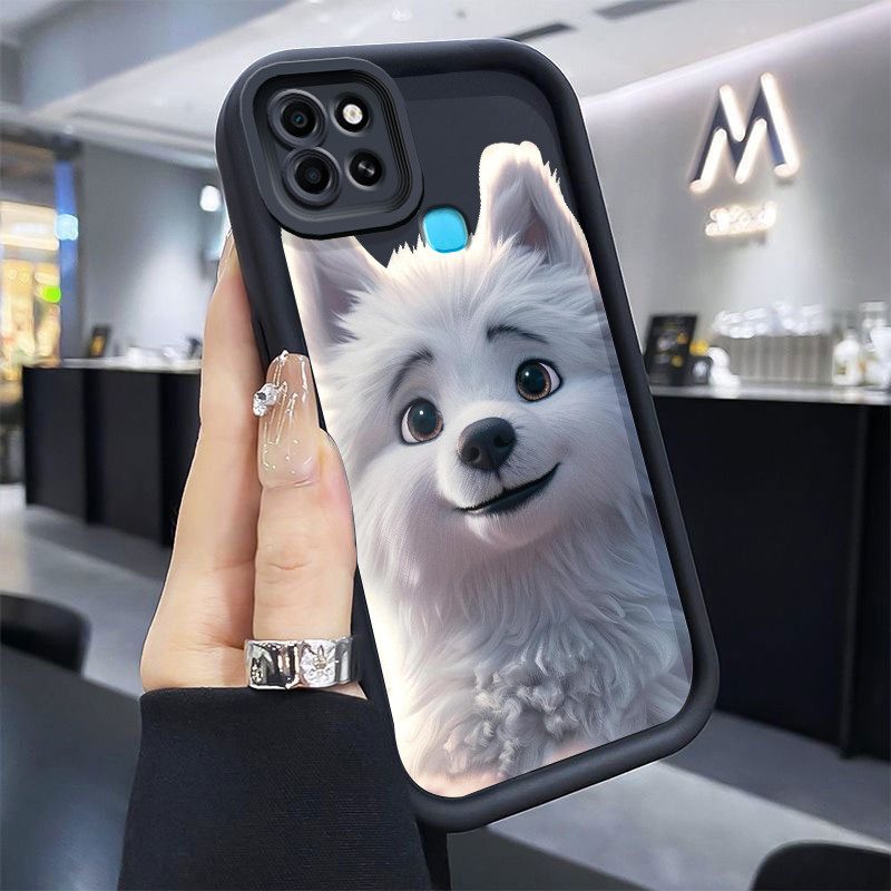 Casing Hp untuk Infinix Smart 6 Case Anjing kecil putih Kasing silikon Cesing model tipis Kesing Sof