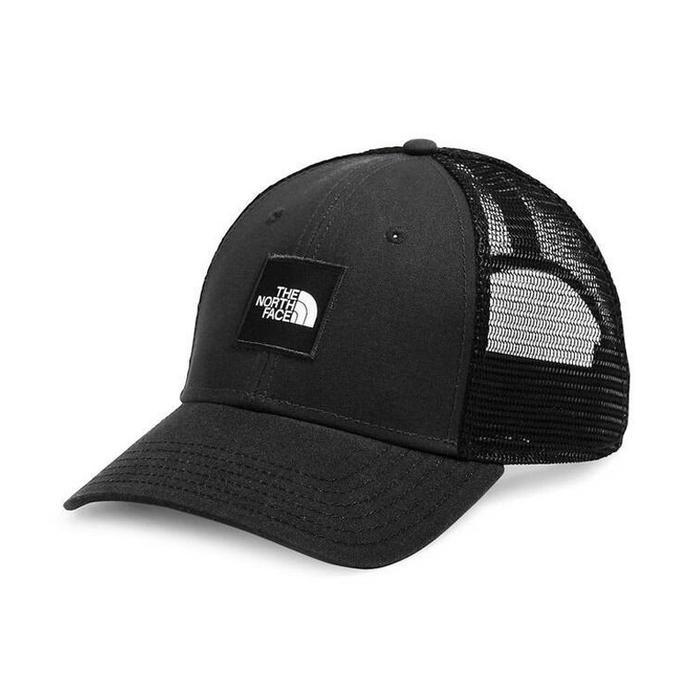 Topi The North Face TNF Box Logo Trucker Cap Hat Washed Black ORIGINAL