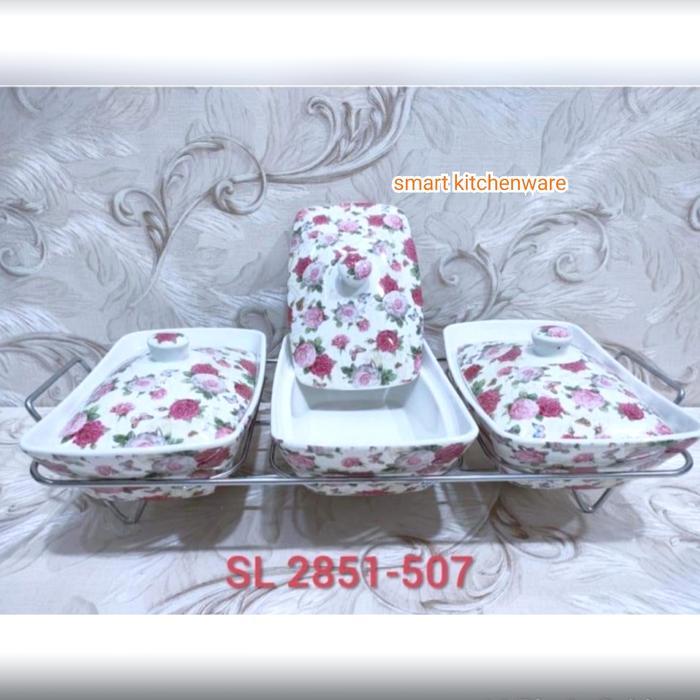 KASEROL SET KERAMIK CAPODIMONTE SHABBY 3PCS