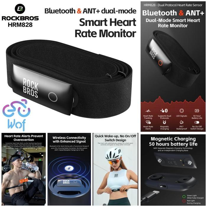 Stok Baru ROCKBROS H828 Smart Heart Rate Sensor Monitor Dada Olahraga Outdoor Sepeda Lari Heart Rate