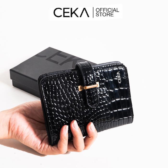 Elizabeth - Dompet Wanita Croco Printed Short Wallet Kekinian Indi Short Wallet