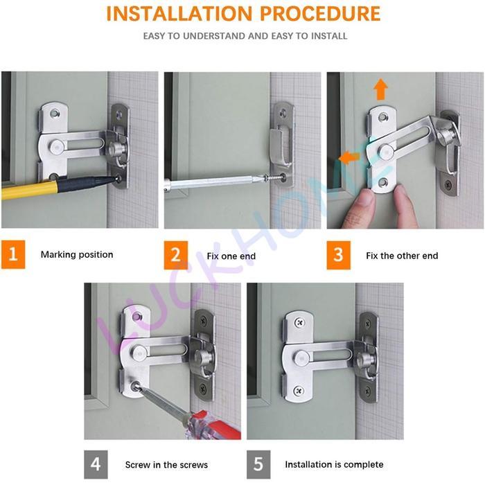 N3W Grendel Overpal Grendel Slot Pintu Siku dan Kait Slot Pintu Geser Sliding Grendel Pintu Geser