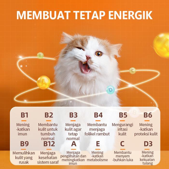 Vitamin Bulu Kucing Anti Bulu lebat Rontok Kucing Kalsium Kucing Anjing Suplemen Kalsium Suplemen