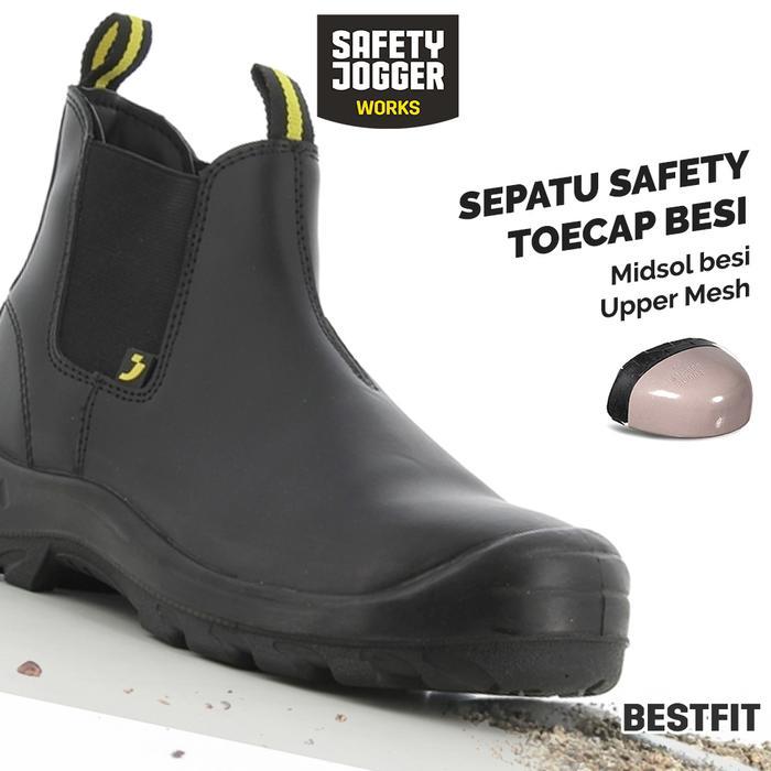 Safety Jogger Works Bestfit Black Sepatu Septi Shoes Proyek Pabrik Pria Hitam Kerja