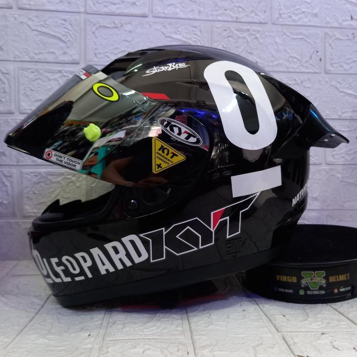 Helm Kyt R10 Full Face Solid Black Leopard Paket Ganteng