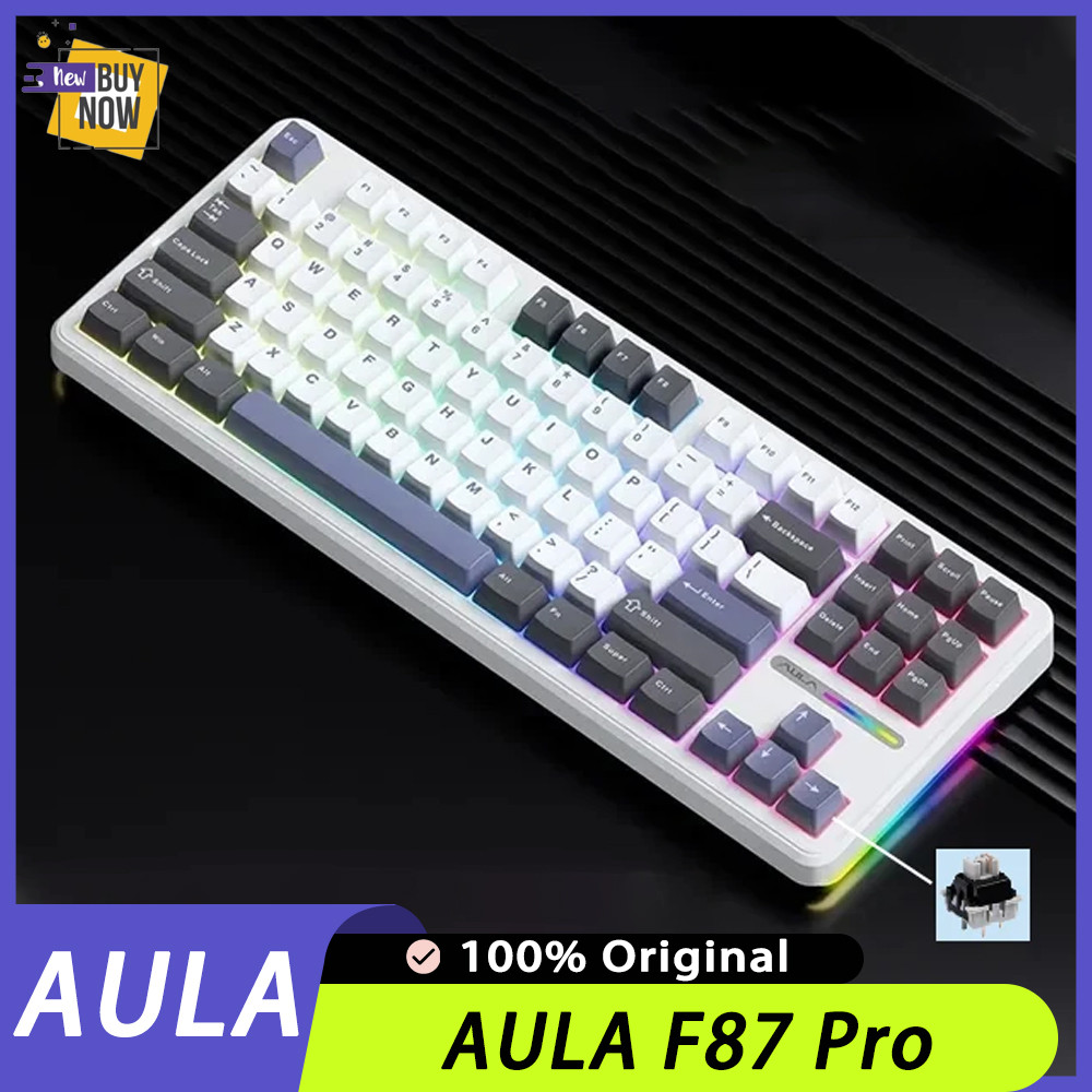 AULA F87 Pro Mechanical Keyboard Bluetooth Wireless 87 Key Gaming Keyboard 5 Layer Silencing Filling