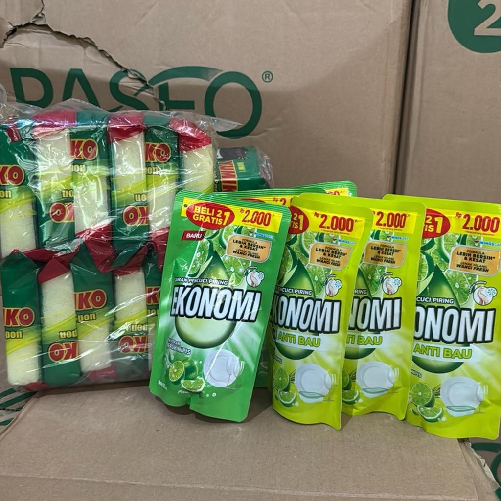 Paket cuci piring 12pcs Sabut Spon free 3pcs Ekonomi cuci piring kemasan 122ml  Grosir Sembako