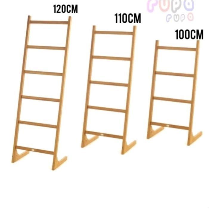 holder & rak penyimpanan ladder hanger gantungan kayu , ladder hanger gantungan sejadah mukena ,