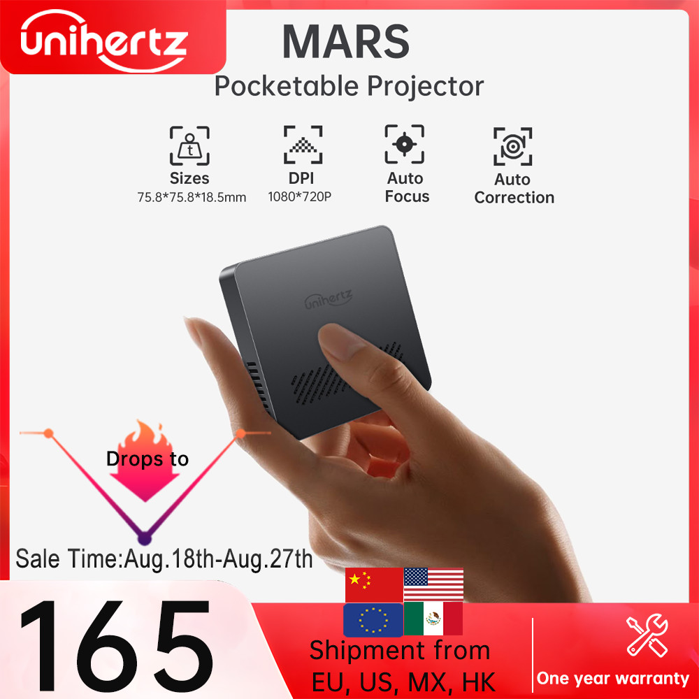 Uniehrtz 8849 MARS Mini Projector DLP Auto Focus Projector Support Laptop, PC, Smartphone Pocket