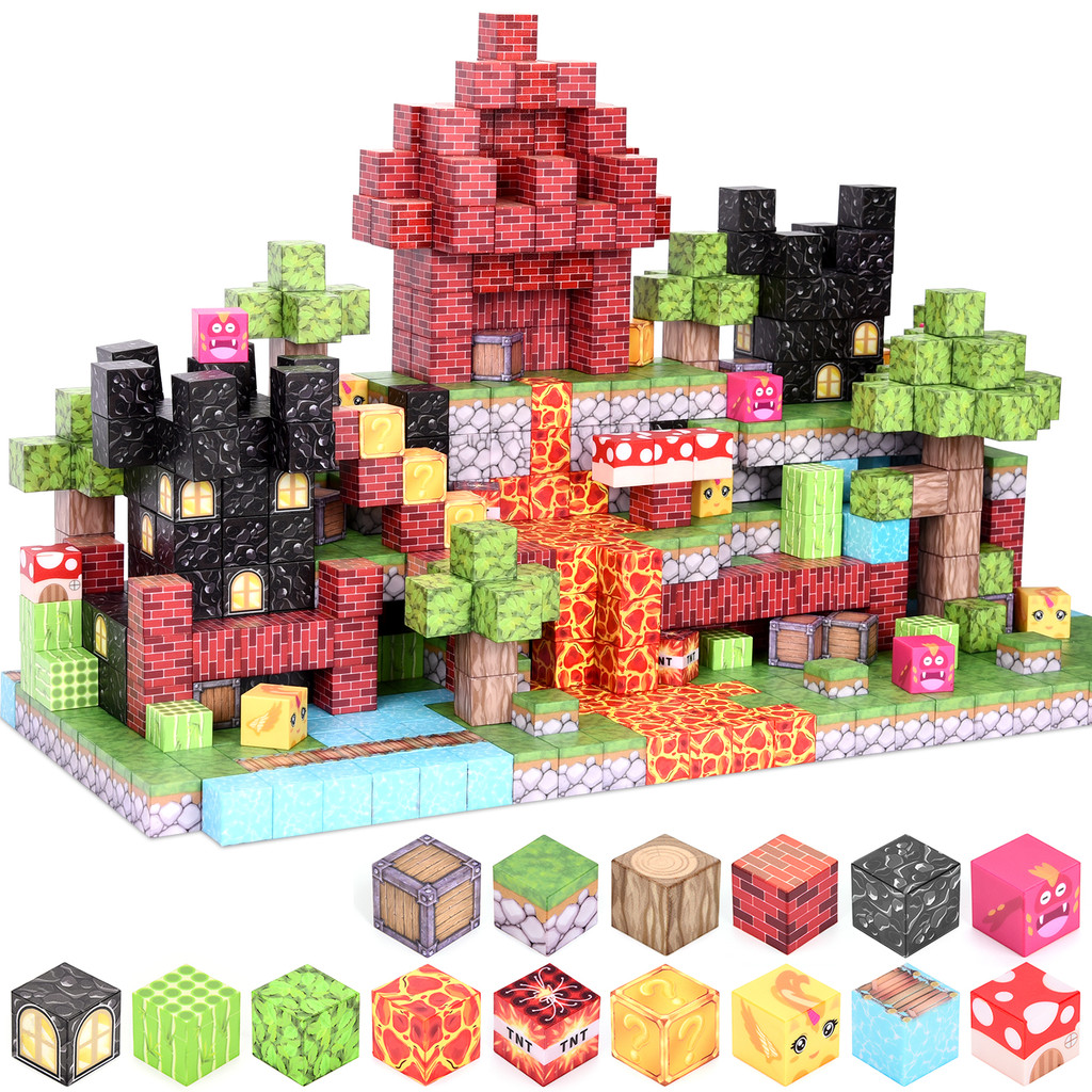 100pcs Magnetic Building Blocks - Fantasy Castle House Construction Set, STEM Sensory Puzzle Game,