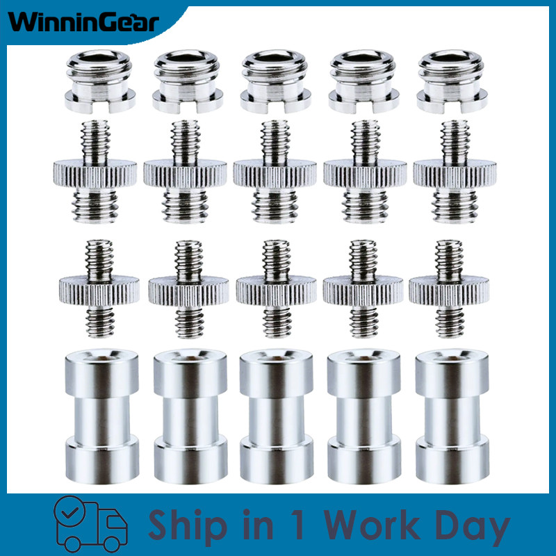 1/4" To 3/8" Female Screw Convert Adapter Spigot Stud Male Adapter Metal Screw For Flash Light Tri