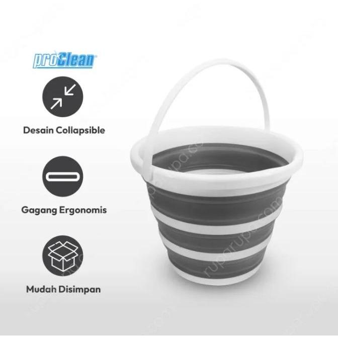 Proclean 10 Ltr Ember Plastik Lipat - Hitam/Putih Populer