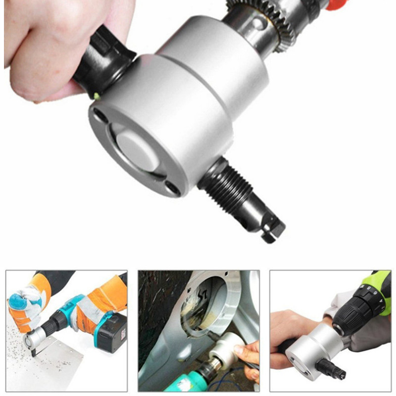 Metal Sheet Cutter Double Head Iron Nibbler Cutting Tool Electric Drill Attachment Modification
