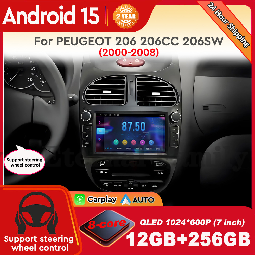 Android 15 car For PEUGEOT 206 206CC 206SW 2000 - 2008 radio GPS Navigation Car Radio Video Player