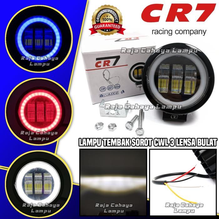 Lampu Tembak Sorot 3 Lensa Mata Model Bulat Plus Ring Lampu Tembak Foglamp Universal Motor Mobil