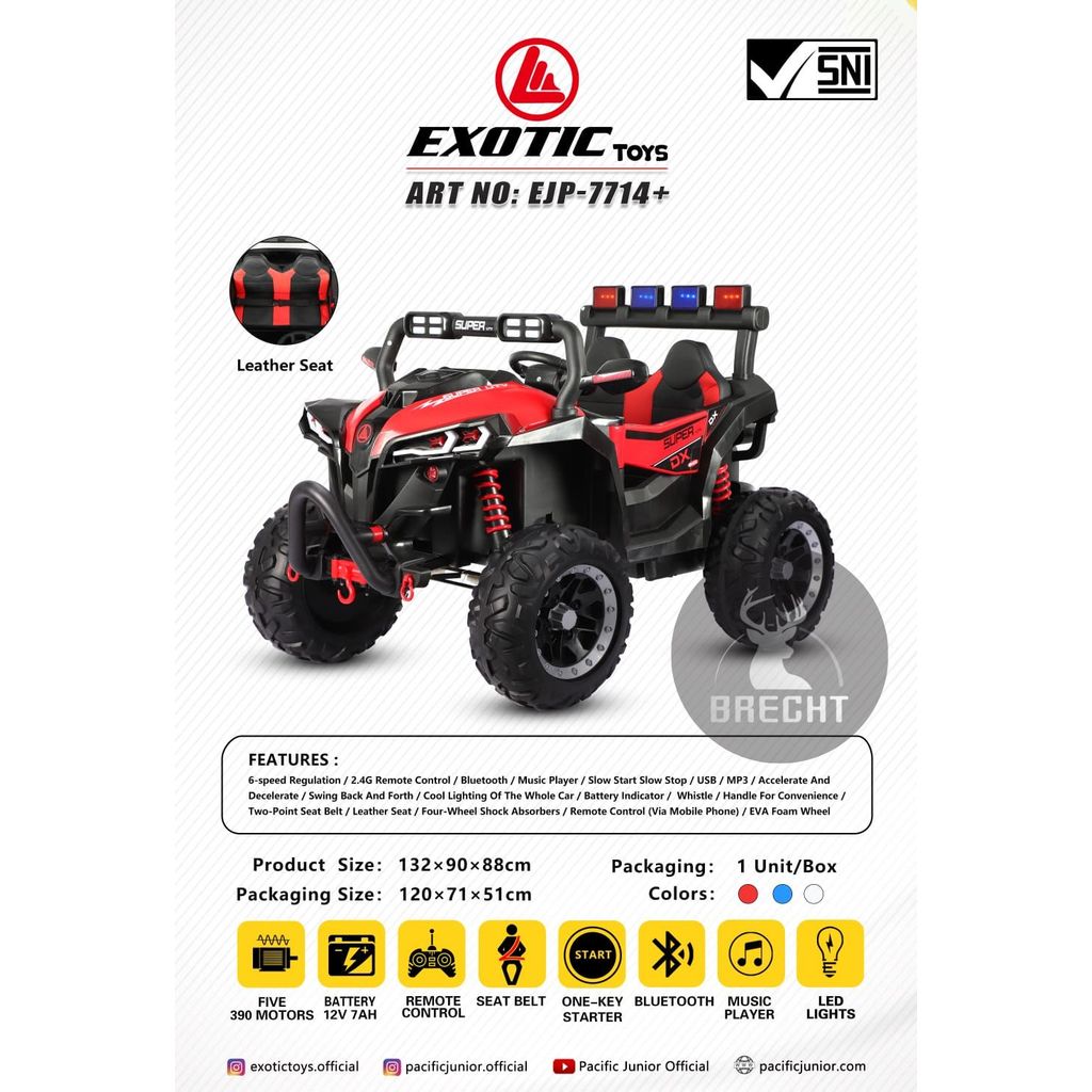 Mainan Mobil Aki Anak Jeep Exotic EJP 7714+ Ban Eva