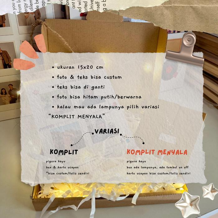 "New" Kado Custom Lampu Bisa Nyala Cetak Foto Pigura Kayu