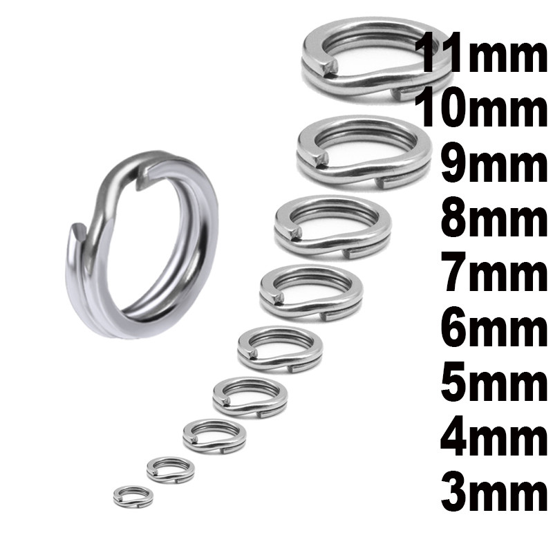 50pcs/lot Stainless Steel Split Ring Fishing Double Oval Solid Split Ring Accessories For Fishing