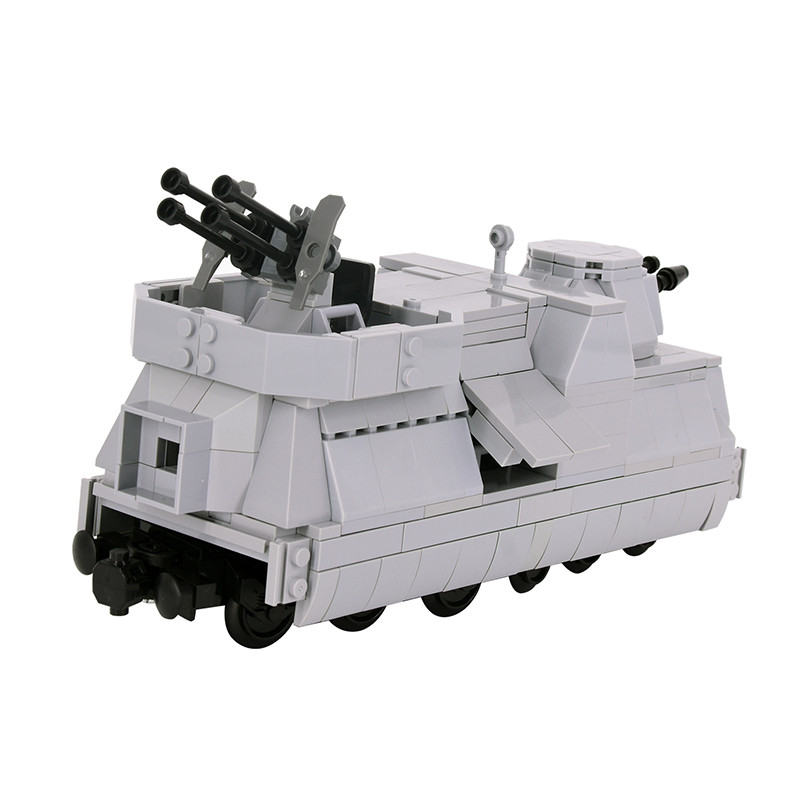 MOC City Military Tank Destroyer armoured vehicle Artillery Train Rail Building Block Bricks DIY