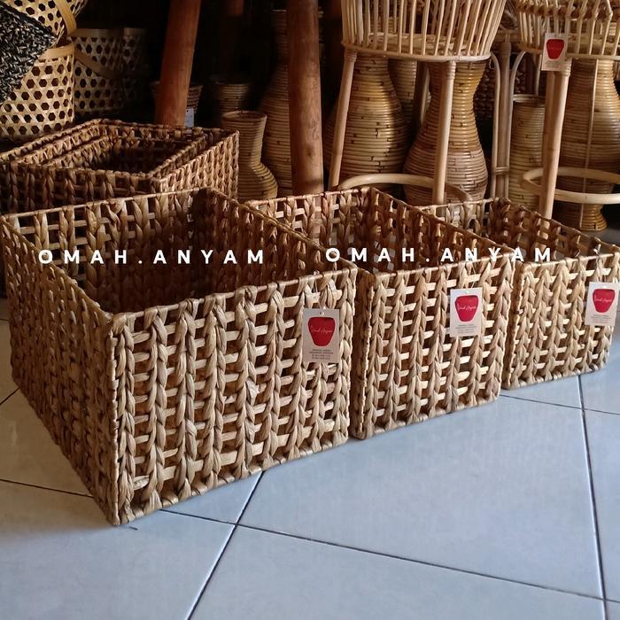 Premium Keranjang Anyam Eceng Gondok Storage Eceng Gondok Keranjang Anyam Kerawang Eceng Gondok