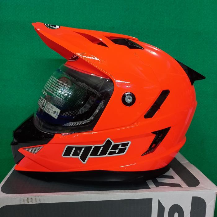 Mds Helm Super Moto/Super Pro Solid Orange Double Visor