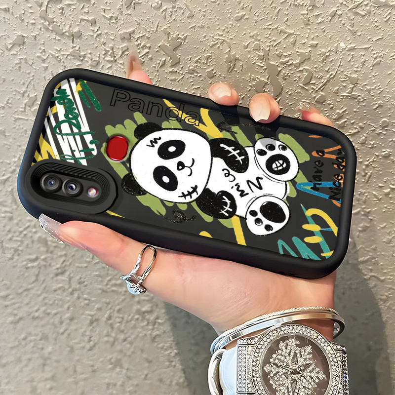 Casing Hp Samsung Galaxy A10s M01s A10 M30s M21 Case Casing Panda kecil yang rusak pola Kasus HP Tan