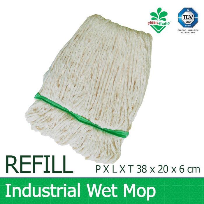 Refill Pel Lantai Industri Wet Mop Jepit Cotton 220076 CLeanmatic
