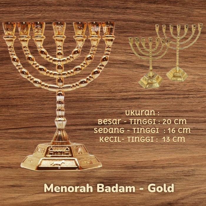 Menorah Hanukkah Kaki Dian Tempat Lilin 7 Cabang Souvenir Pajangan Hiasan Rumah Meja Rohani Gereja