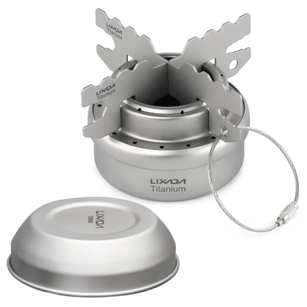 Lixada Mini Titanium Alcohol Stove Portable Outdoor Camping Hiking Cooking Picnic Alcohol Stove