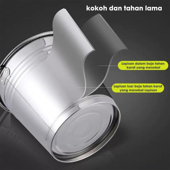 Ember stainless steel rumah tangga ember portabel ember komersial dengan tutup ember kapasitas besar