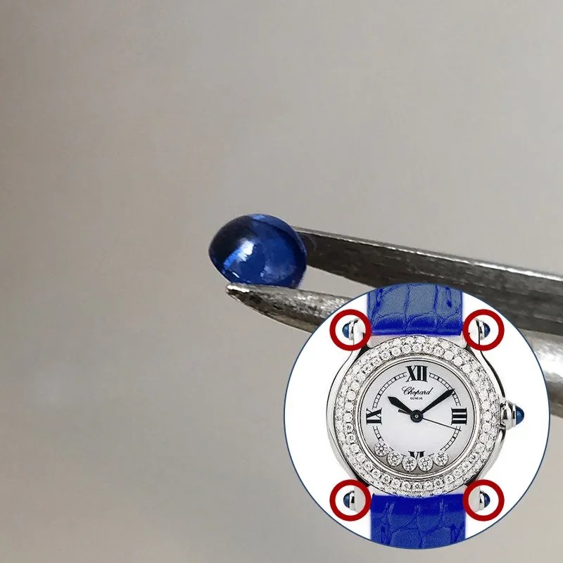 Blue Zircon Stone for Chopard Happy Diamonds 27829 Quartz Watch