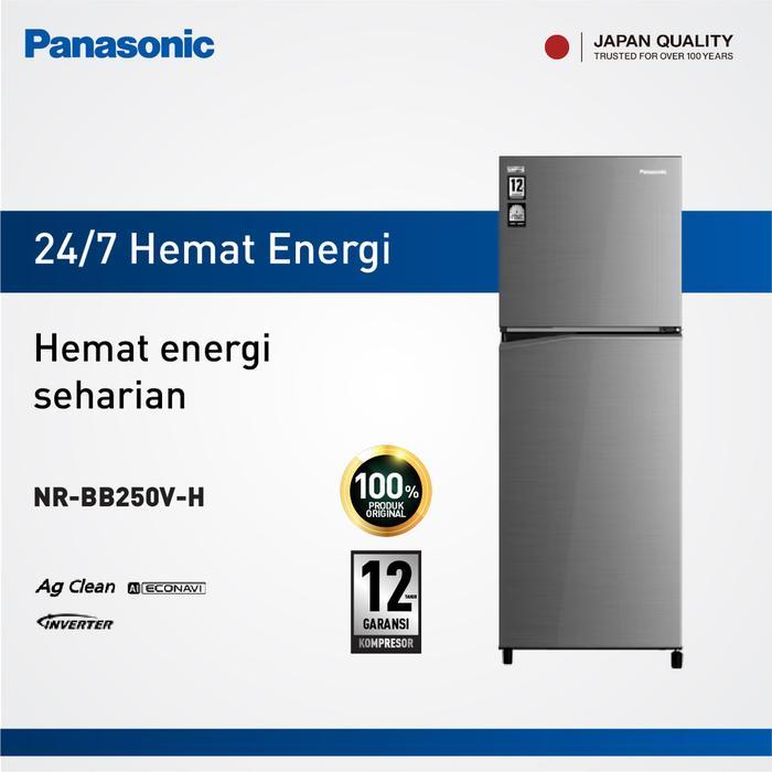 Panasonic NR-BB250V-H Kulkas 2 Pintu Top Freezer + Inverter [246 L] - Glory Grey