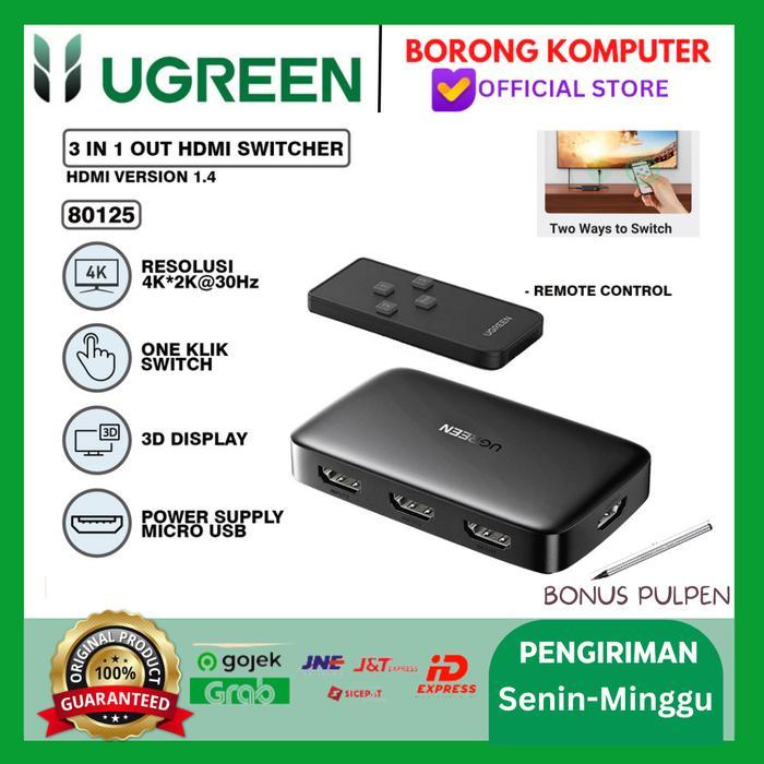 Ugreen Hdmi Switcher 3 In 1 Out 4K3D With Remote - 80125