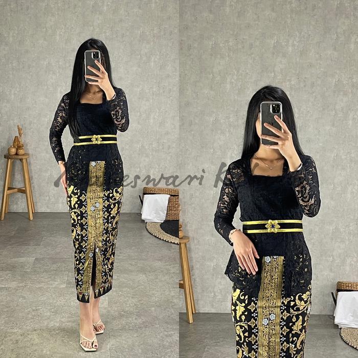 Kebaya Brukat Set Panjang Hitam / Kebaya Bali Modern #Gratisongkir