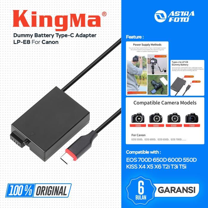 Kingma LP-E8 Dummy Battery Type-C Adapter For Canon EOS 650D 700D 600D 550D DLL LPE8