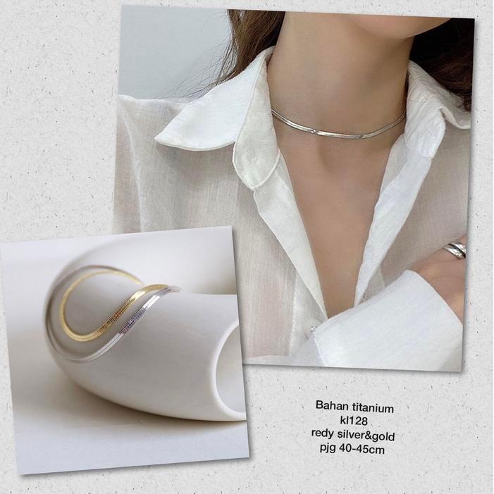 Kalung choker rantai belut/kalung choker titanium impor anti karat