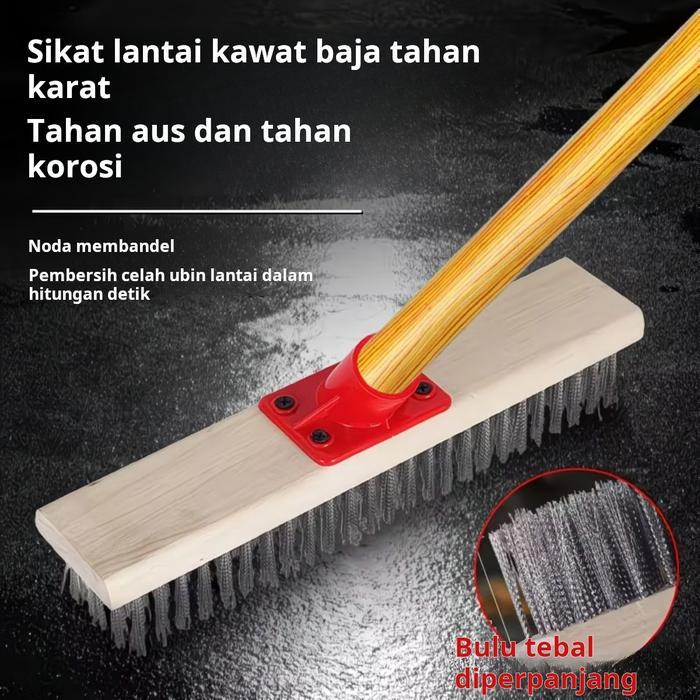 SIKAT KAWAT STAINLESS STEEL PEGANGAN PANJANG KAWAT BAJA SIKAT PENCUCIAN LANTAI SIKAT PEGANGAN