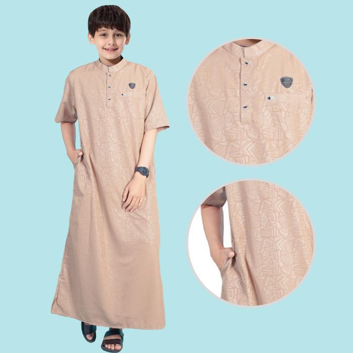 KOKO AZMI LENGAN PENDEK MOTIF TERBARU / GAMIS EMBOS ANAK/JUBAH MUSLIM KIDS BAJU KAIN COWOK KATUN