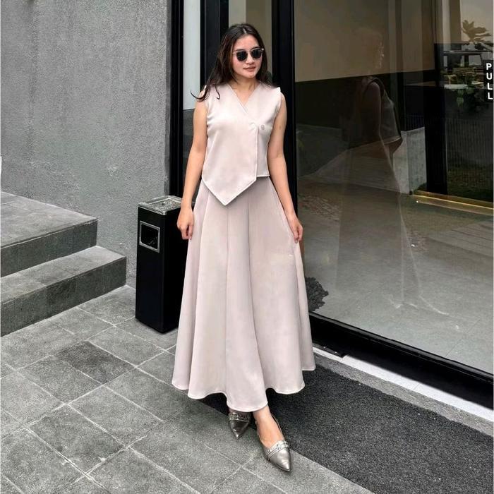 Naomi vest set - Set blazer wanita - Setelan Vest set rok panjang - Setelan rok panjang