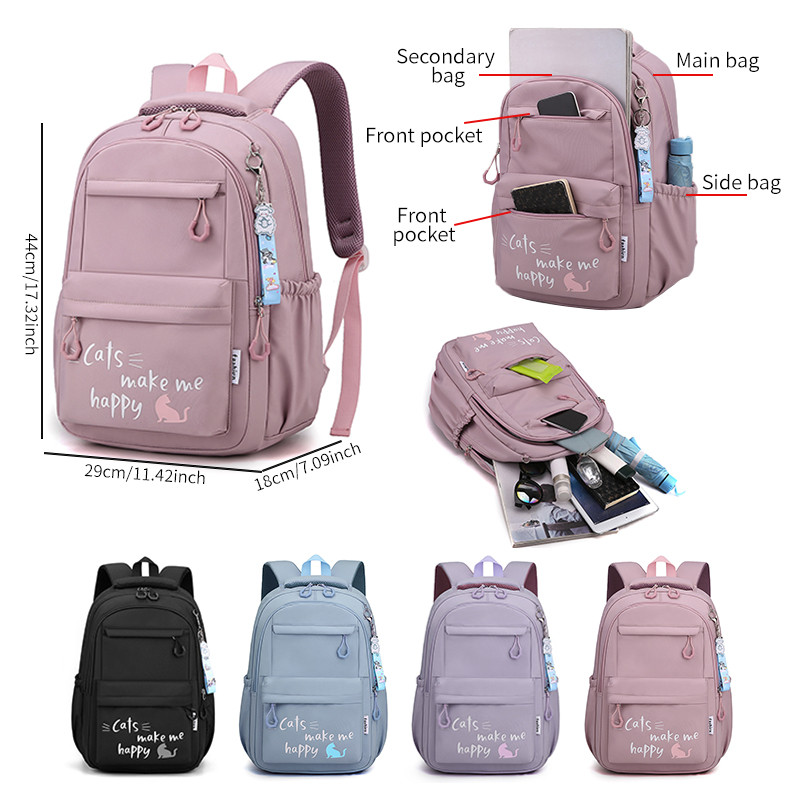 Suitable for Teenagers, School Bags, Backpacks, Double-Shoulder Backpacks, Pink School Bags,