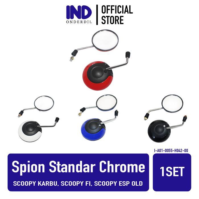 ASLI IND Onderdil Kaca Spion Standar Scoopy Karbu FI eSP Gagang Chrome Merah-Biru-Hitam-Putih Bisa