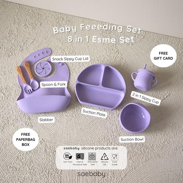 8Pcs Hampers Baby Feeding Silicone Set, Set Alat Makan Bayi Mpasi, Hampers Alat Makan Bayi , Hampers