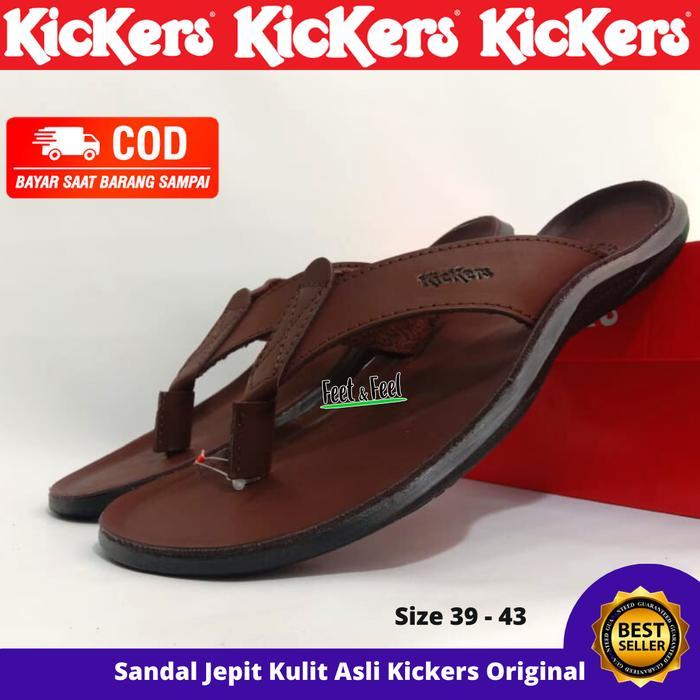 SANDAL PRIA KULIT ASLI KICKERS_ORIGINAL / SENDAL KULIT COWOK FORMAL KASUAL / SENDAL JEPIT KULIT ASLI