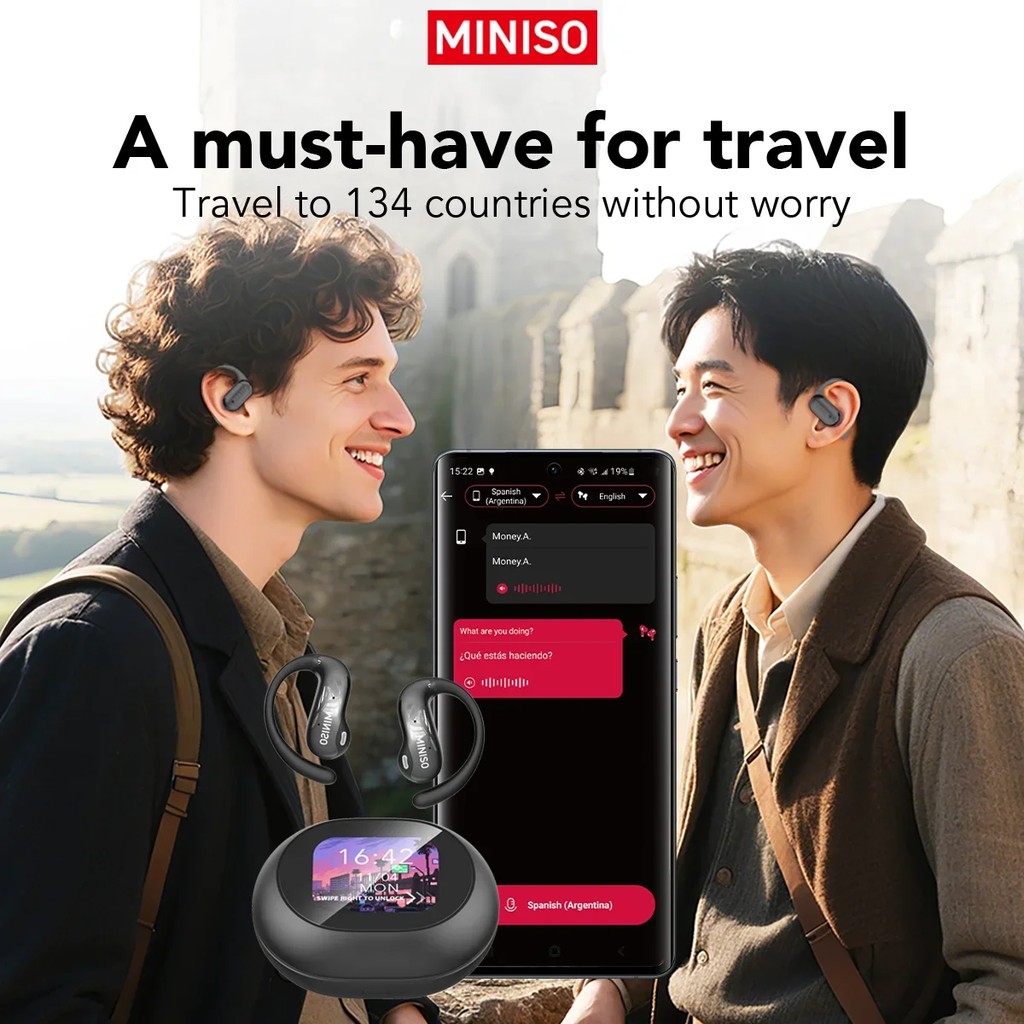 [HD Touchscreen]MINISO MS188 AI Translation Earbuds Bluetooth Earphones Wireless Headphones