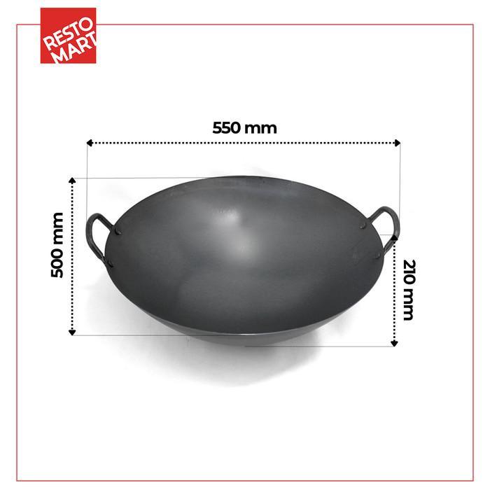 Wajan Baja Pre Seasoned / Kuali / Wajan Black Steel / Double Ear Wok 50 cm (2291084) (F12)