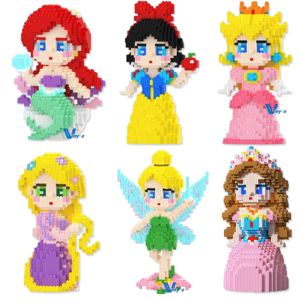 Disney Princess Building Blocks Cartoon AiLuo Jasmine Ariel Model Connection Bricks Belle Figure