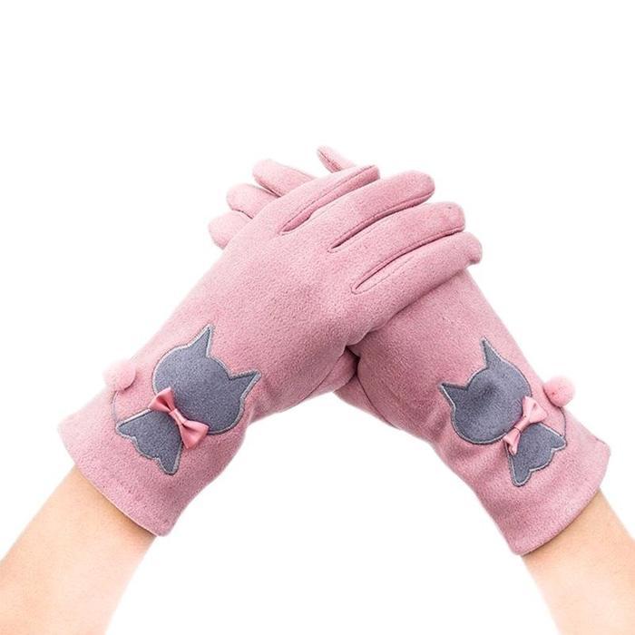 Terlaris G&G Sarung Tangan Motor Wanita Anti UV Touchscreen Friendly gambar kucing warna pink
