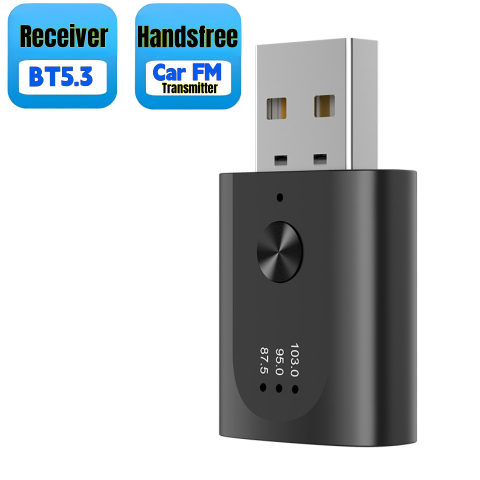 Terbaik Car USB Bluetooth 5.3 FM Receiver Handsfree Call Mini USB Wireless Bluetooth Adapter Auto Au